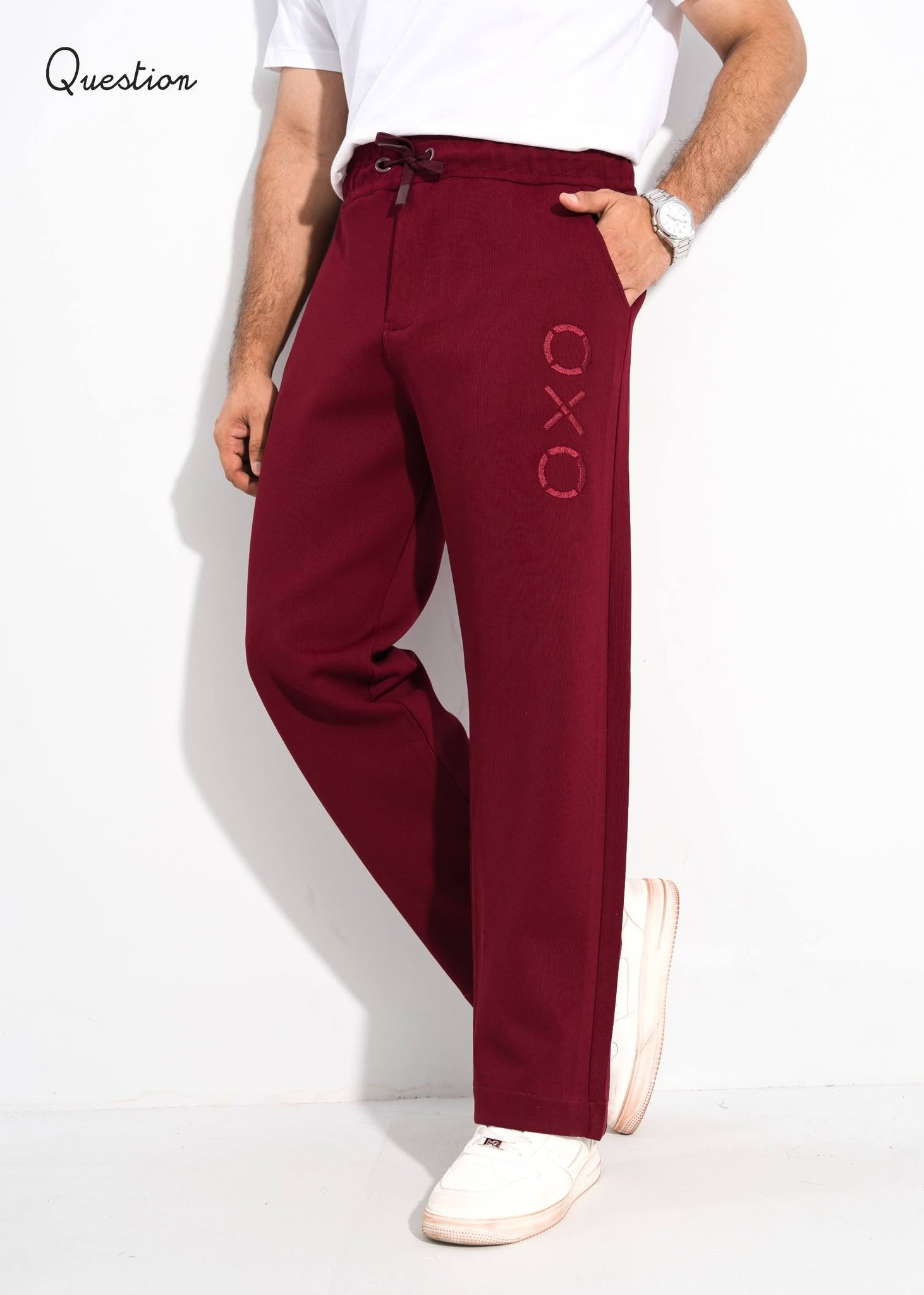 762650845_1378589541046619_2022135360958707842_n Question Premium Baggy Fit Sweatpants - Red - Image 1