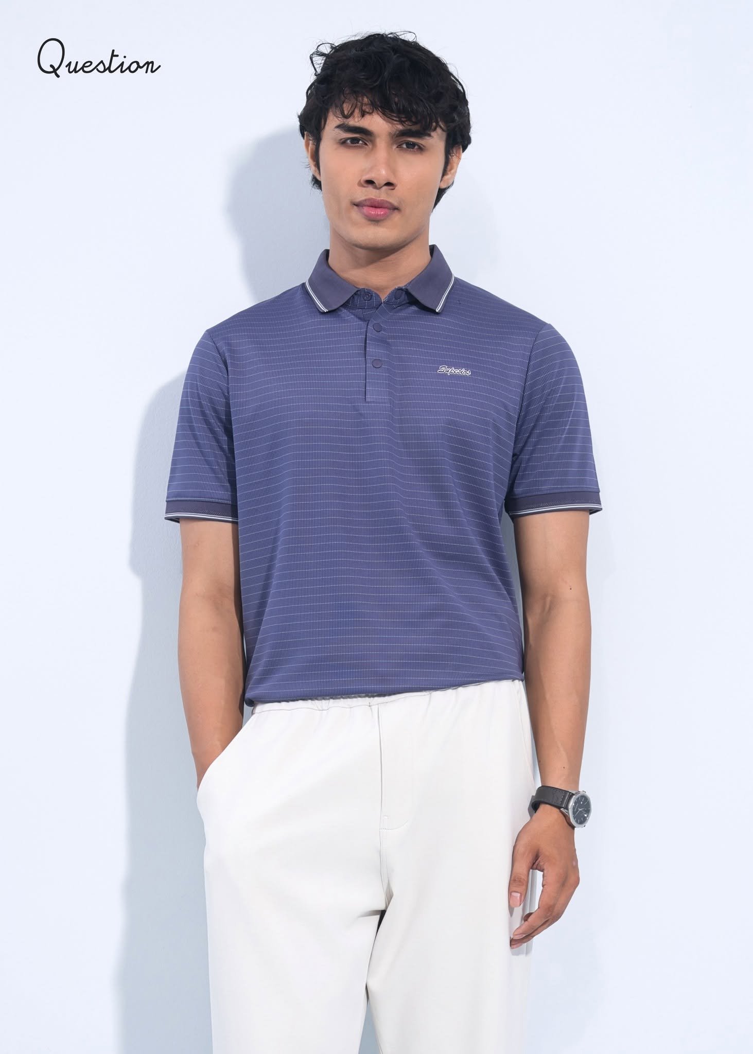 780727438_1394488736123366_5747463288728869464_n Question Premium Polo T-Shirt - Light Blue - Image 1