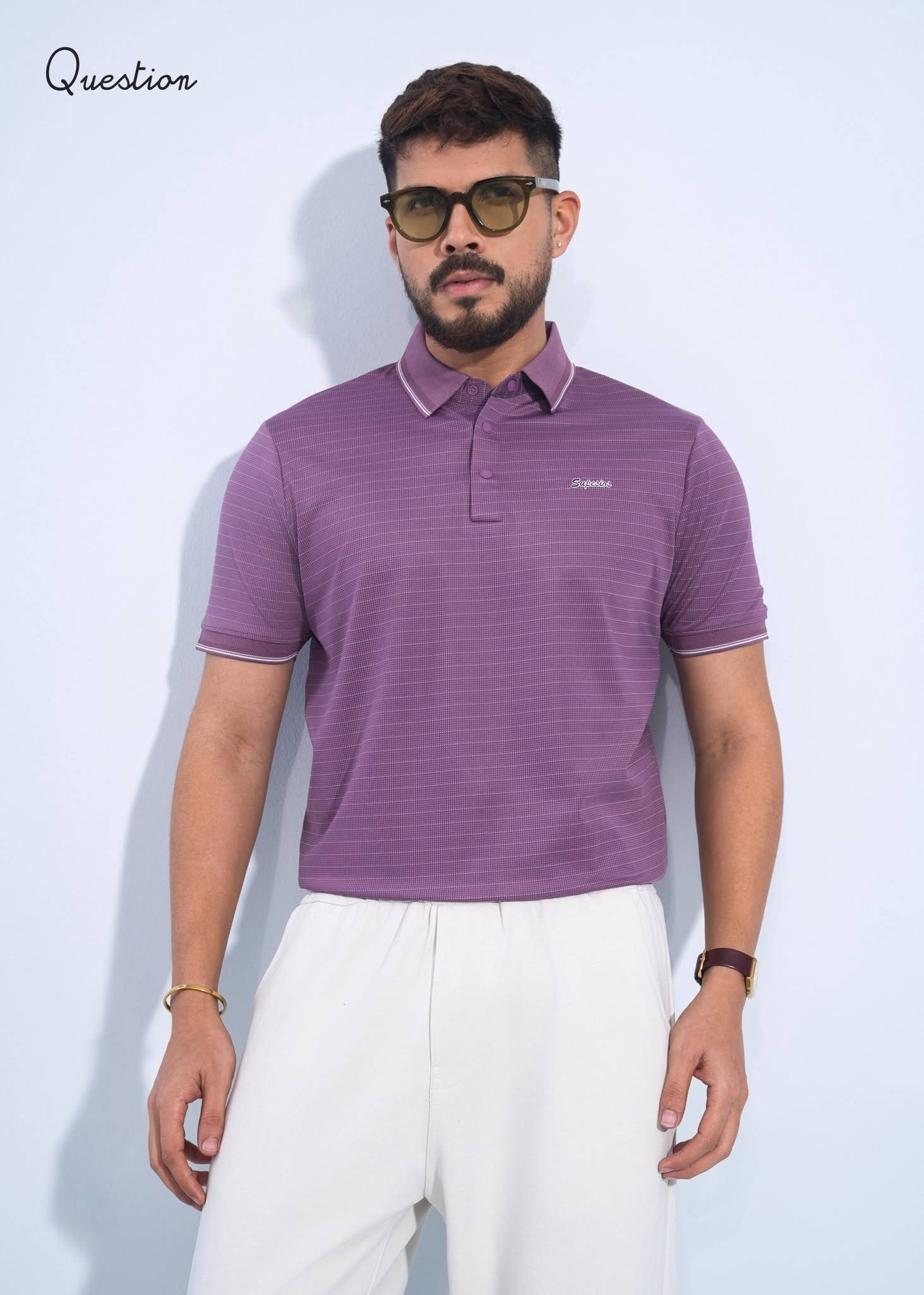 783485901_1394484896123750_1326192488574060487_n Question Premium Polo T-Shirt - Light Burgundy - Image 1