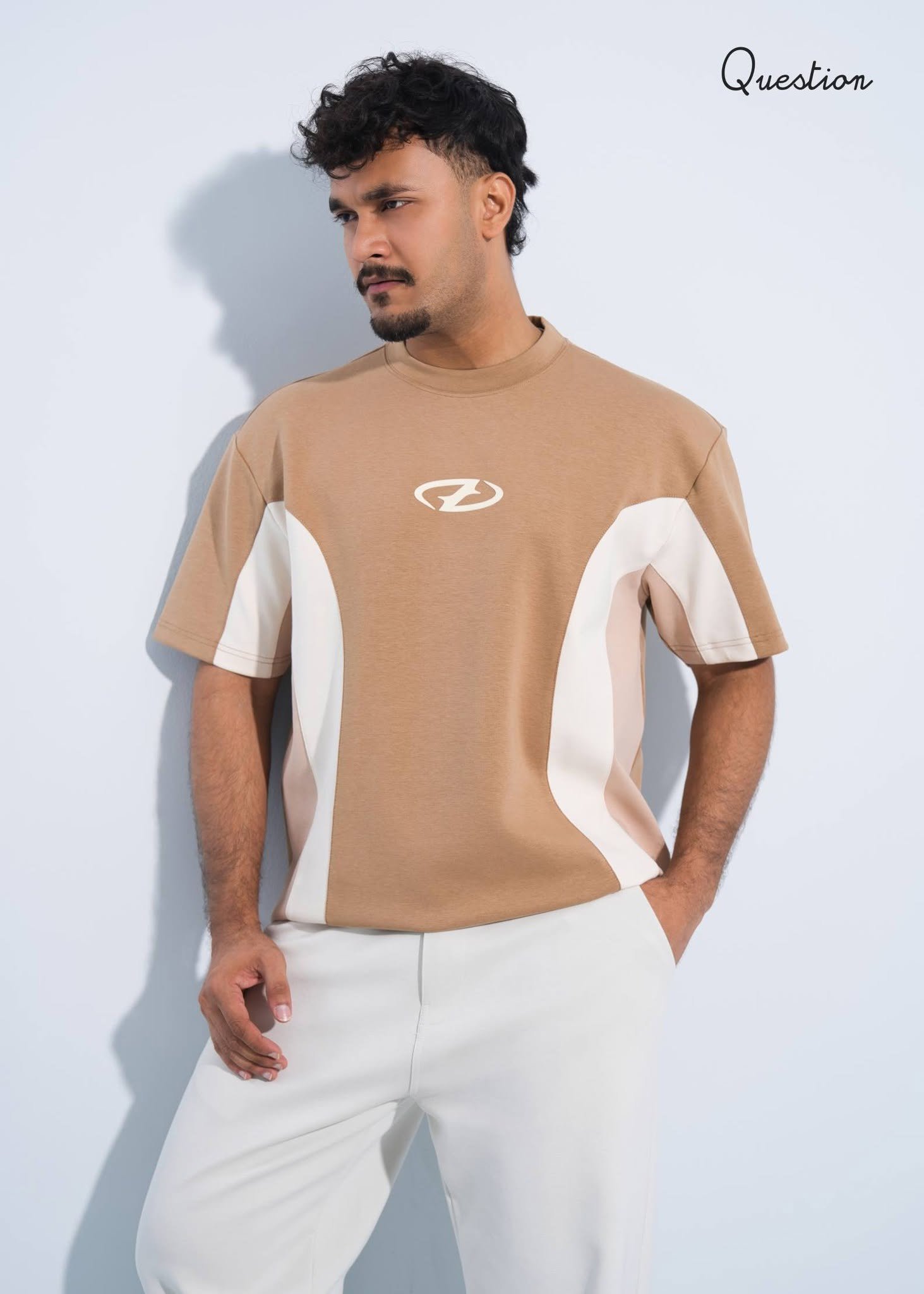 816030923_1418431810395725_7894653195875692786_n Question Premium Drop Shoulder T-Shirt - Khaki - Image 1